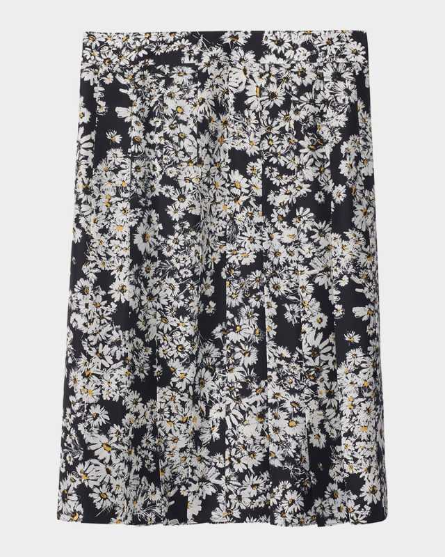 Flower Print Midi Silk Skirt